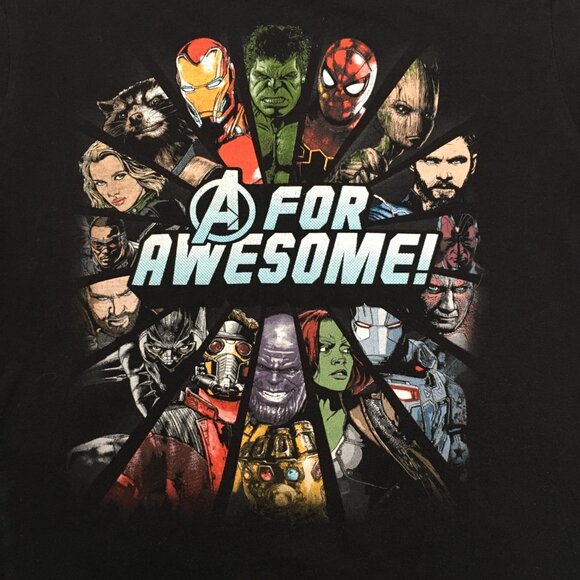 Men's Marvel Avengers Infinity War A is for Awesome Black T-Shirt Boys Size Med - Picture 3 of 7